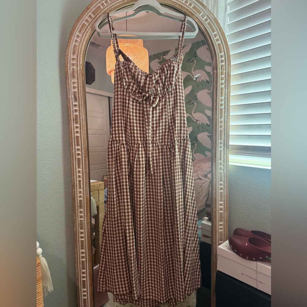 NWT For Love & Lemons Gingerbread Gingham Dress - Picture 6 of 7